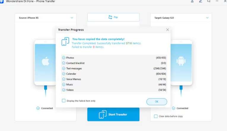 finish phone data transfer